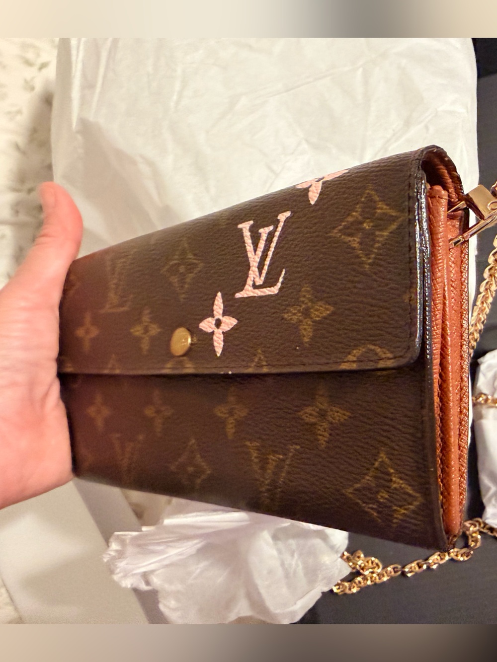 ✨Louis Vuitton ✨Monogram WOC Pochette Style Vachetta Strap & Crossbody Chain!!